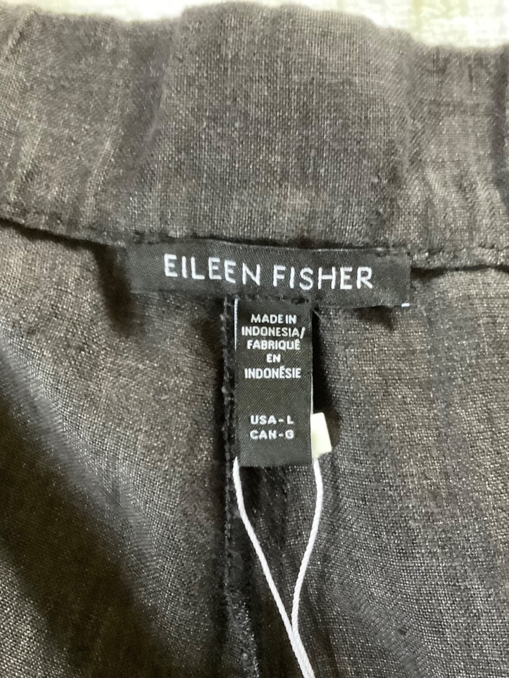EILEEN FISHER Washed Organic Linen Délavé Trouser Pant Graphite SZ L - Picture 13 of 16